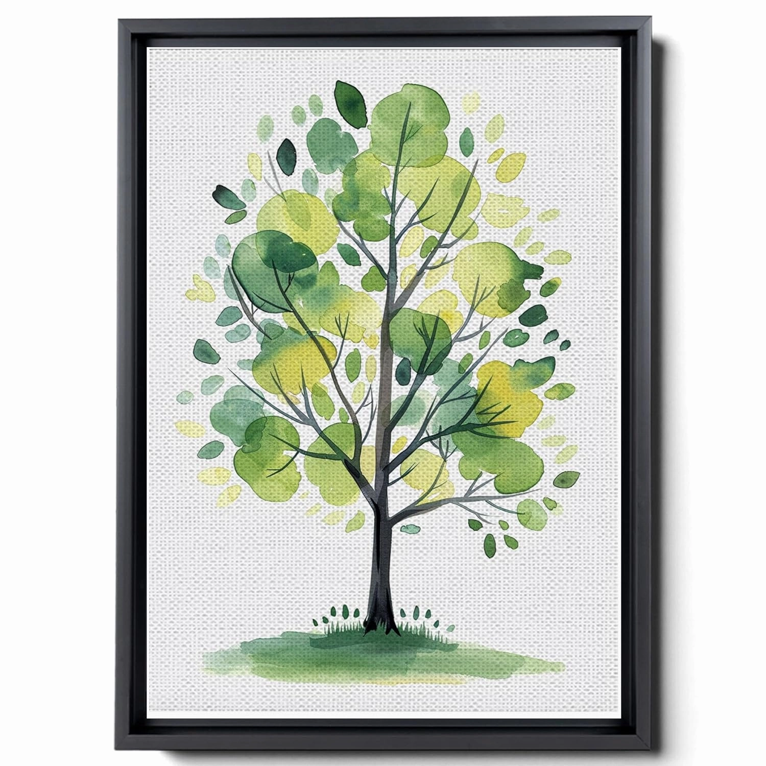 In The Style Of Light Yellow And Light Emerald, Dense Compositions, Decorative s, Cartoonish Motifs, Naturalistic Animal s, Green And Gray, High-Contrast Shading, Canvas