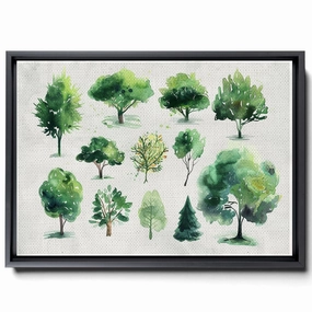 In The Style Of Light Yellow And Light Emerald, Dense Compositions, Decorative s, Cartoonish Motifs, Naturalistic Animal s, Green And Gray, High-Contrast Shading, Decor Canvas