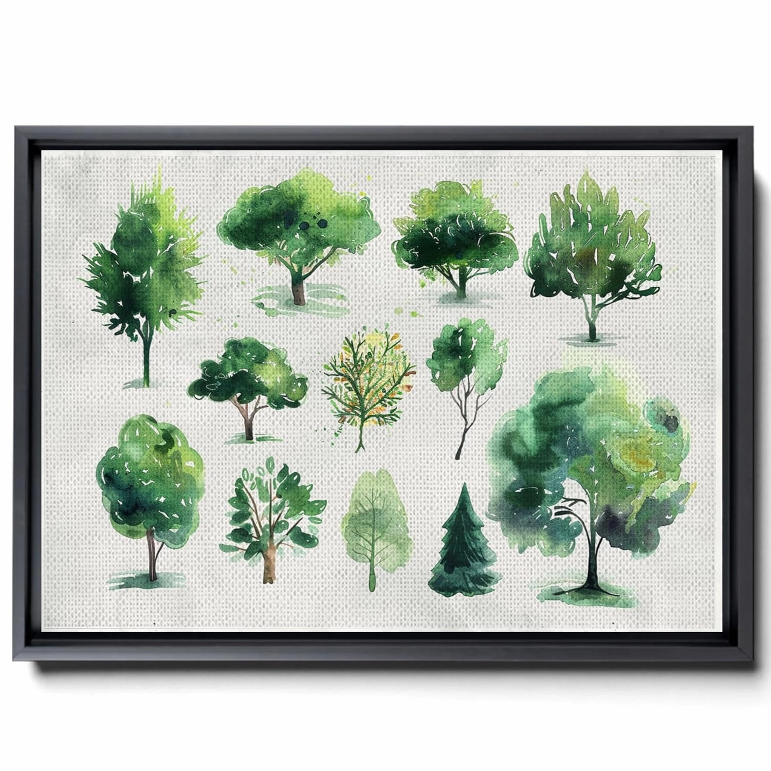 In The Style Of Light Yellow And Light Emerald, Dense Compositions, Decorative s, Cartoonish Motifs, Naturalistic Animal s, Green And Gray, High-Contrast Shading, Decor Canvas