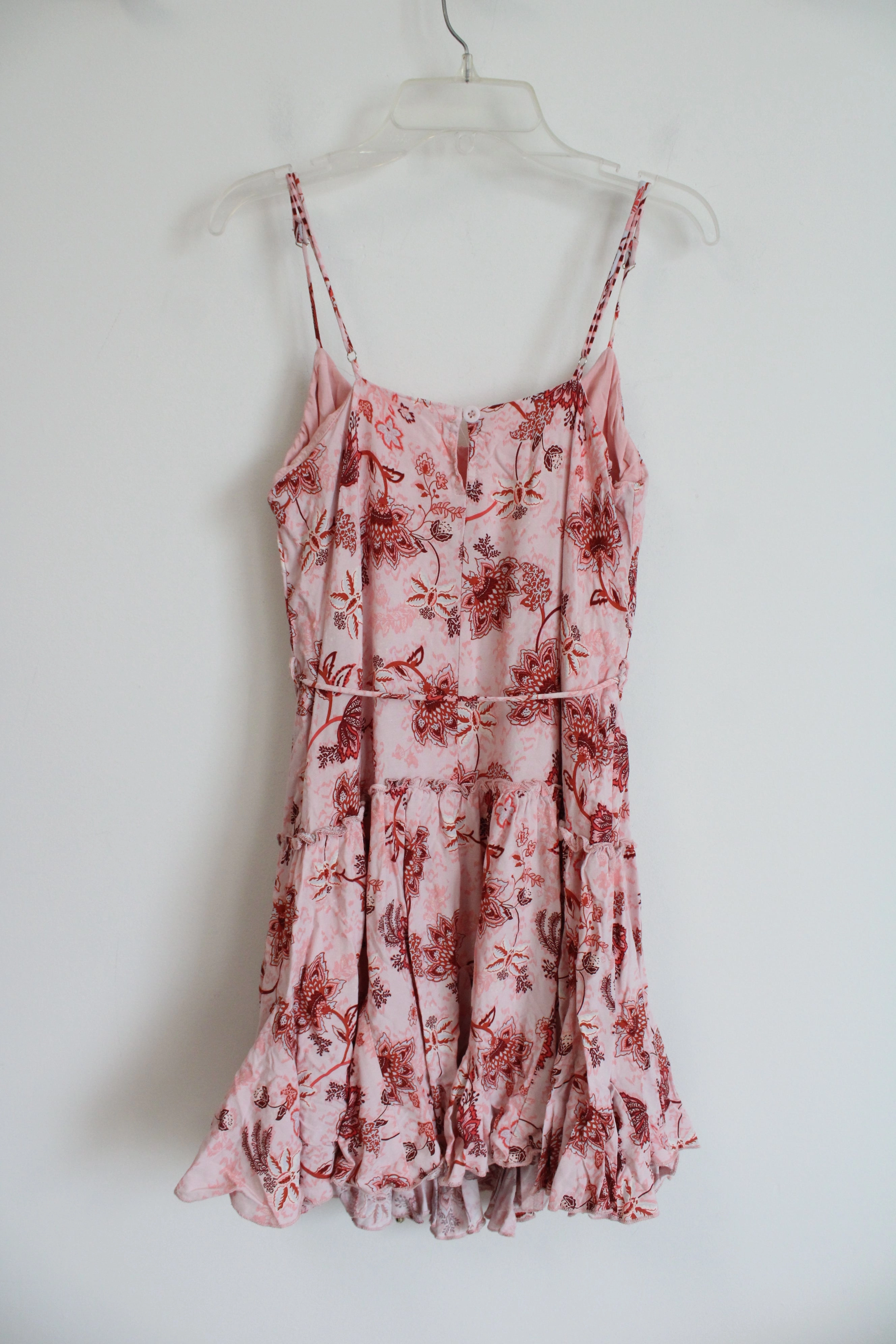 Indikah Pink Floral Ruffled Mini Dress | M