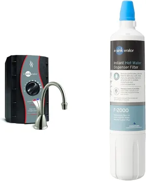 InSinkErator Wave Instant Hot and Cold Water Dispenser System, Faucet & Tank, Satin Nickel, HC-Wave-SN & F-2000, 1 Count (Pack of 1), White