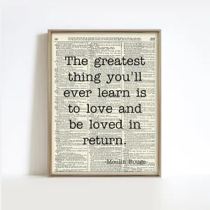 Inspirational Movie Quote - Vintage Dictionary Art Print Wall Art For Home Decor Modern Rustic Antique Poster, Farmhouse Wall Decor 8x10 Inches, Ready to Frame (Moulin Rouge)
