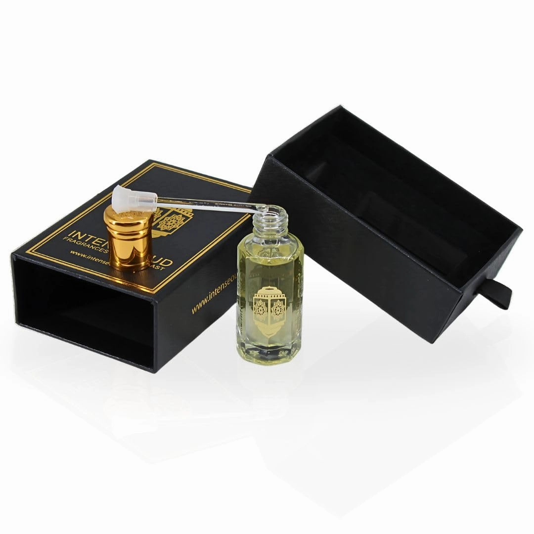 INTENSE OUD Rouje Long Lasting Arabian Perfume Oils for Women 12ML (0.40 OZ) Fragrance Oil with Sweet Red Fruits, Saffron & Woody Base - Luxury Concentrated Perfume Oil in Black Gift Box