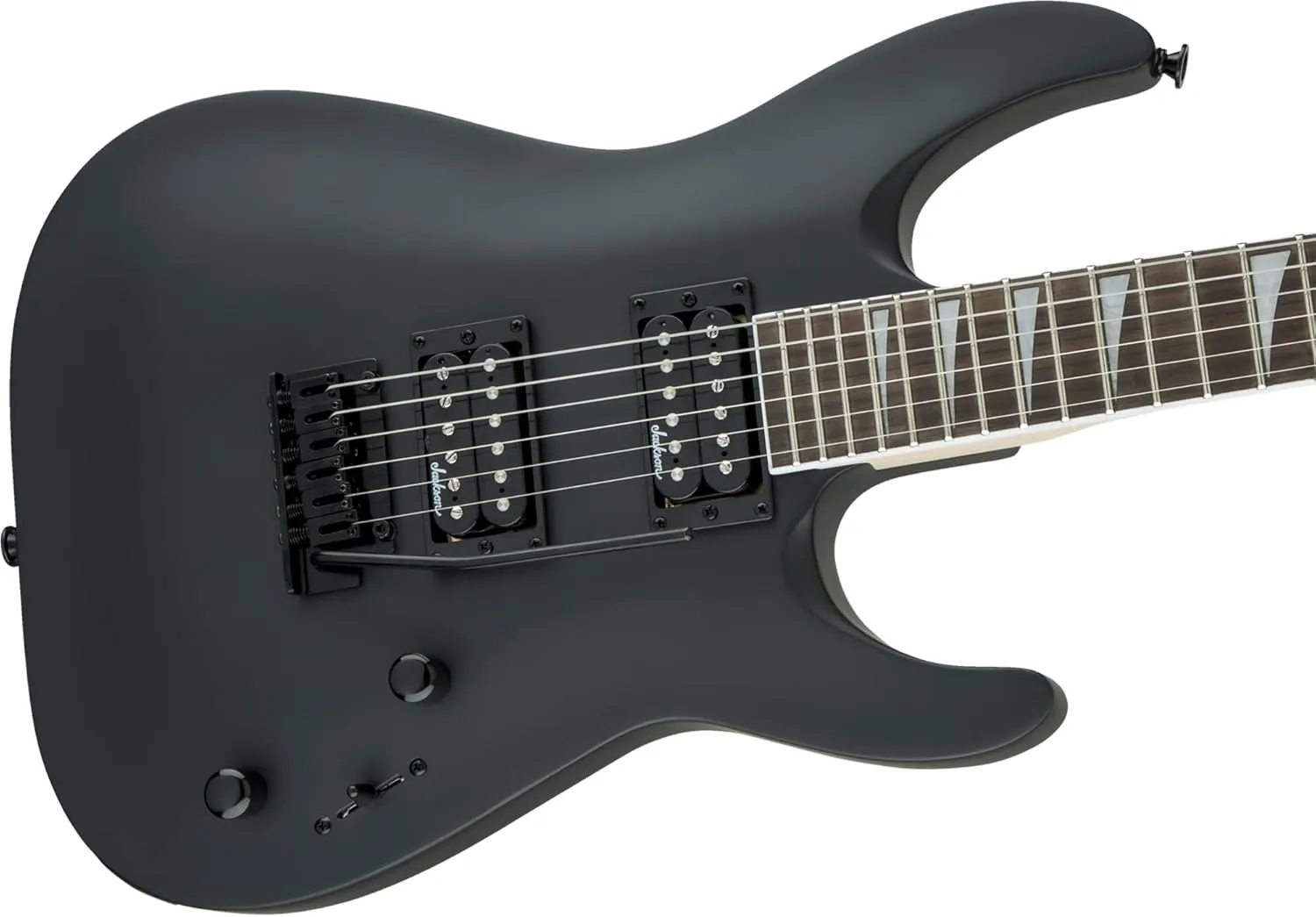 Jackson Dinky Arch Top JS22 DKA Electric Guitar - Satin Black Bundle with Cable, Tuner, Strap, Picks, and Austin Bazaar Instructional DVD