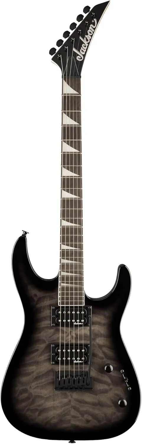 Jackson JS Series Dinky JS20 DKQ 2PT Transparent Black Burst Bundle with Cable, Tuner, Strap, Picks, and Austin Bazaar Guitar DVD