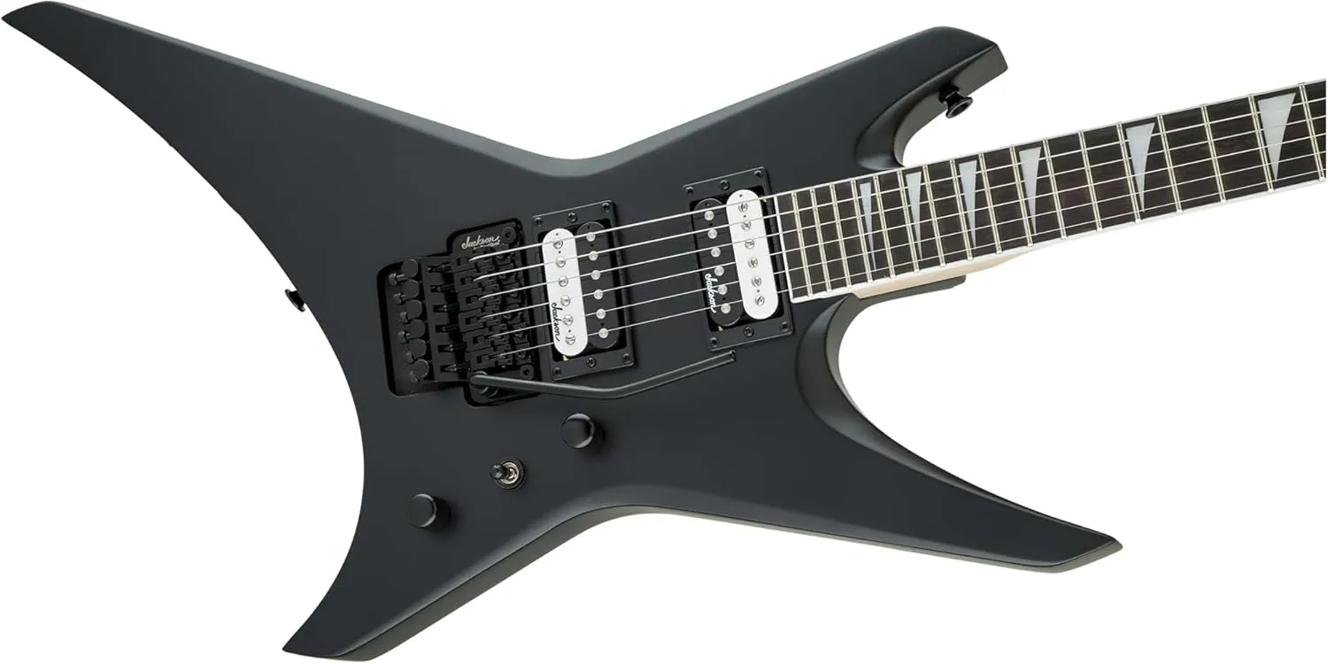 Jackson Warrior JS32 Electric Guitar - Satin Black Bundle with Cable, Tuner, Strap, Picks, and Austin Bazaar Guitar DVD