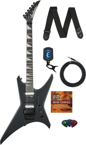 Jackson Warrior JS32 Electric Guitar - Satin Black Bundle with Cable, Tuner, Strap, Picks, and Austin Bazaar Guitar DVD