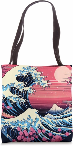 Japanese Flowers Sonnet Waves Compose Nature's Poem Tote Bag