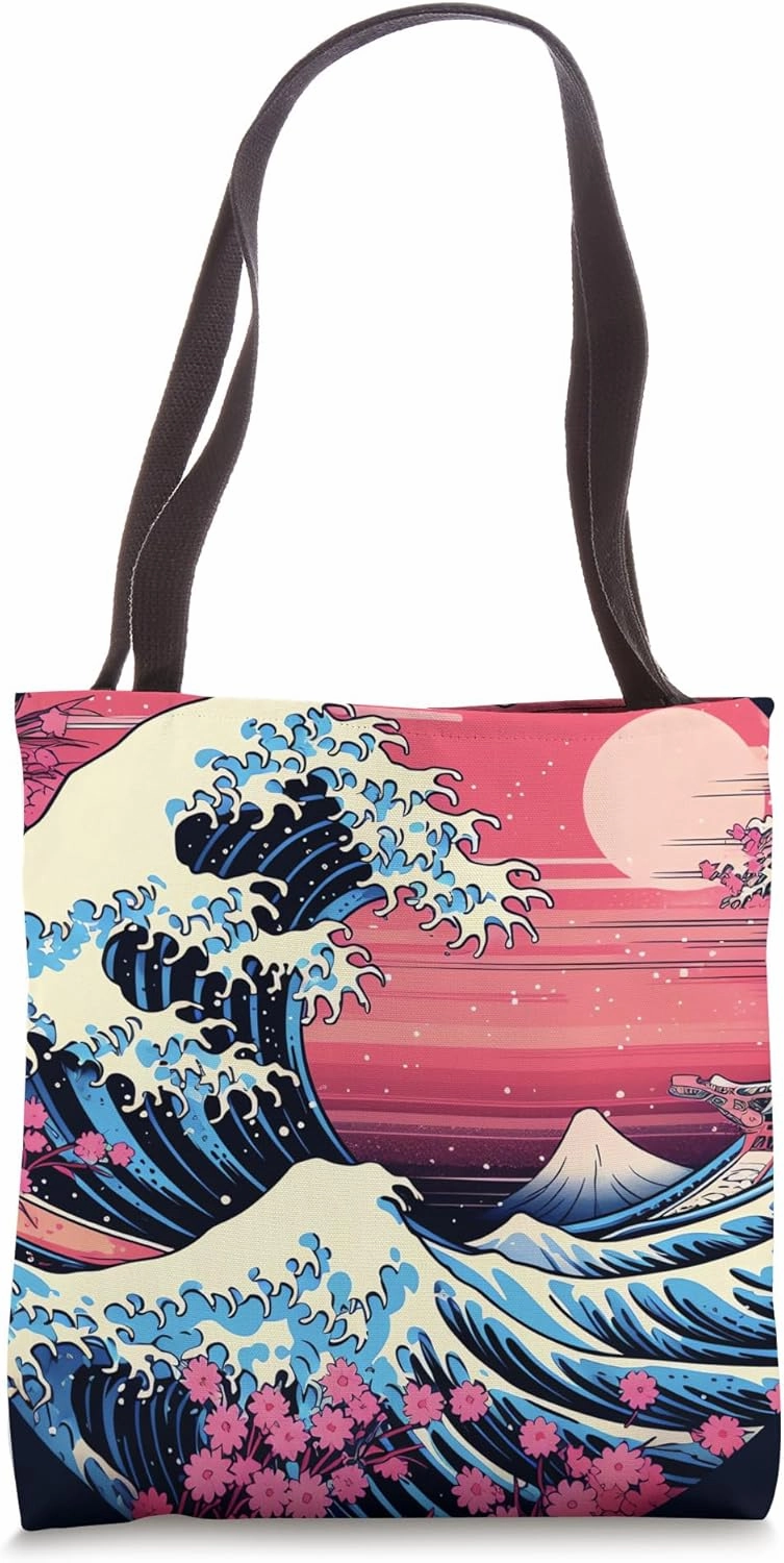 Japanese Flowers Sonnet Waves Compose Nature's Poem Tote Bag