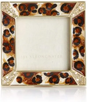 Jay Strongwater Leland Pave Corner 2" Square Frame - Leopard Spotted