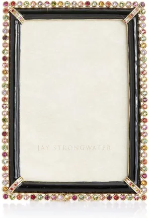Jay Strongwater Lorraine Stone Edge 4" x 6" Frame - Black Jewel