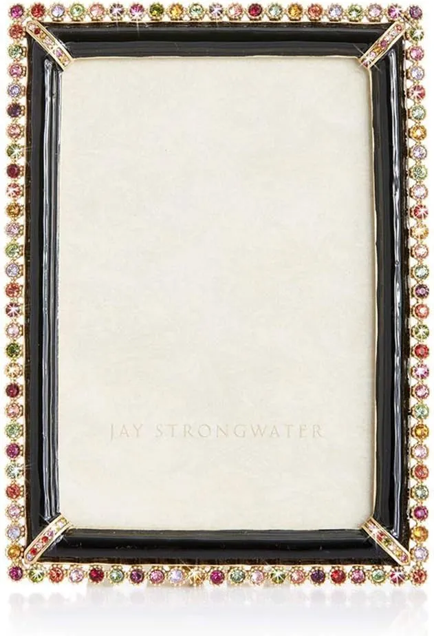 Jay Strongwater Lorraine Stone Edge 4" x 6" Frame - Black Jewel