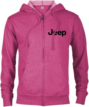 Jeep Ladies Full-Zip Hoodie – Pink Midweight Zip-Up with Embroidered Logo – YKK Zipper – Exclusive Gear