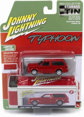 Johnny Lightning 1/64 1992 GMC Typhoon, Solid Red, Collector Tin 16 JLCT016-A2