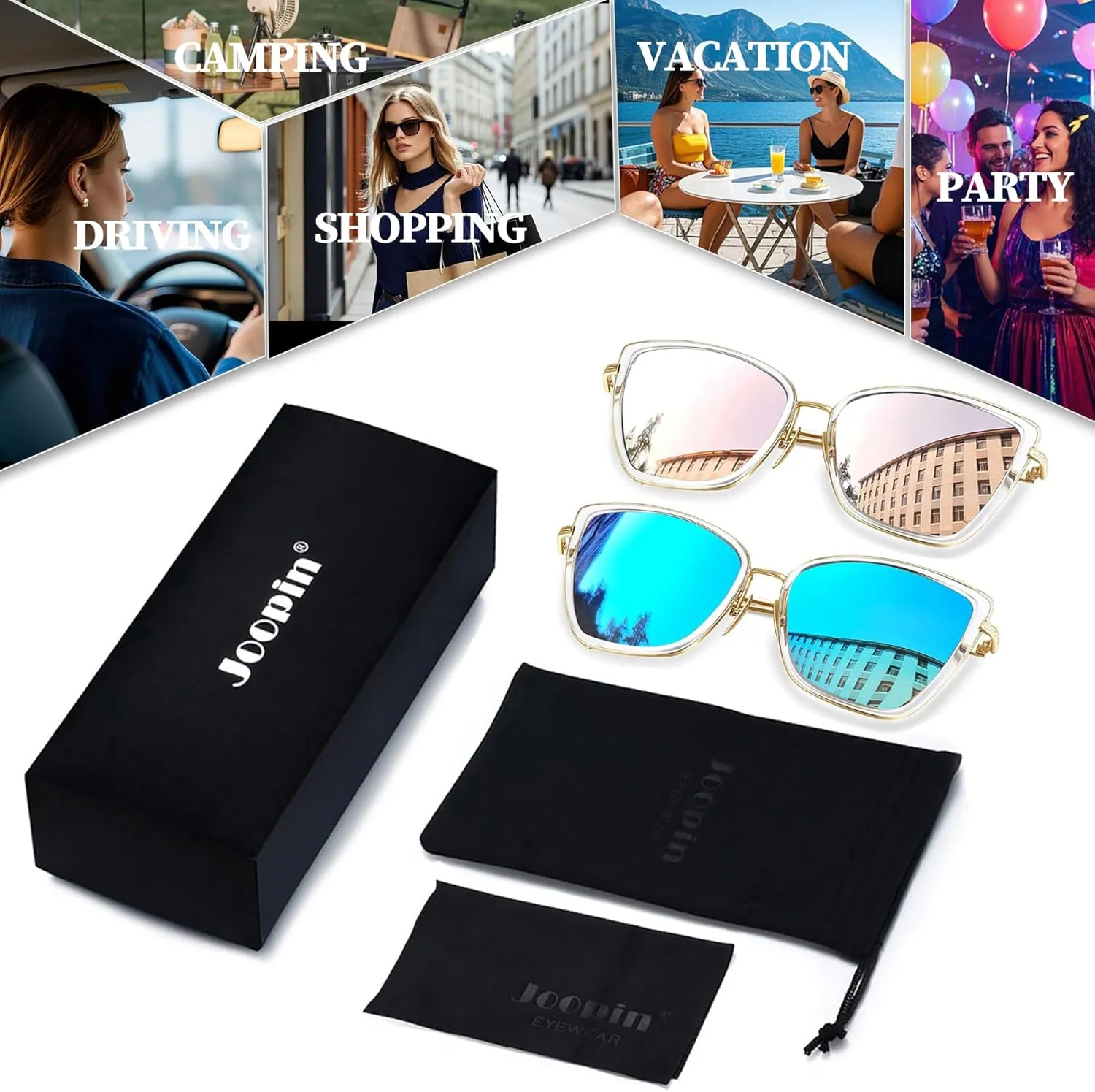 Joopin Oversized Cateye Sunglasses for Women Fashion Cat Eye Sun Glasses UV Protection Ladies Shades Sunnies