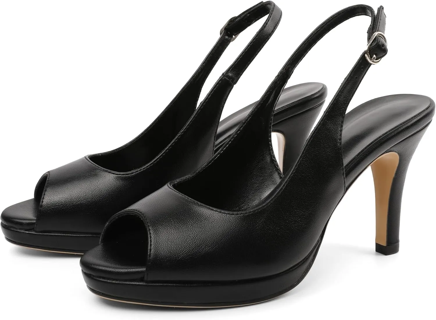Joseywade Women's Slingback Heels Peep Toe Platform Stilettos 3.5 Inch High Heel Dress Shoes