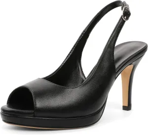 Joseywade Women's Slingback Heels Peep Toe Platform Stilettos 3.5 Inch High Heel Dress Shoes