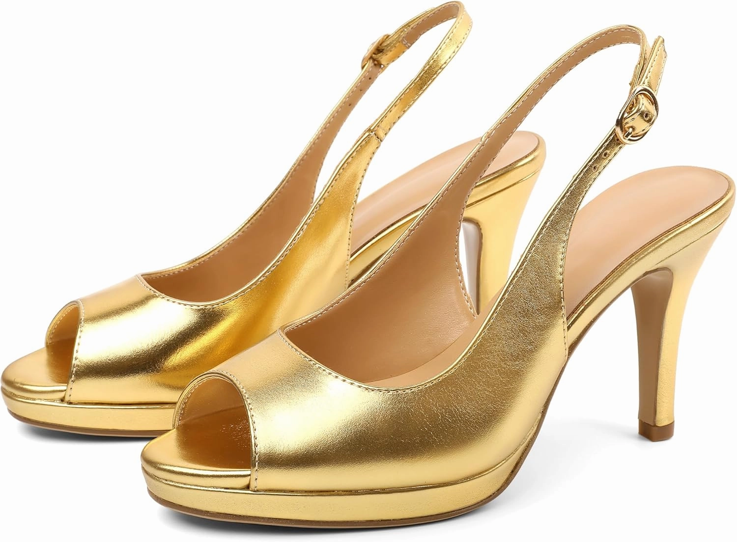 Joseywade Women's Slingback Heels Peep Toe Platform Stilettos 3.5 Inch High Heel Dress Shoes