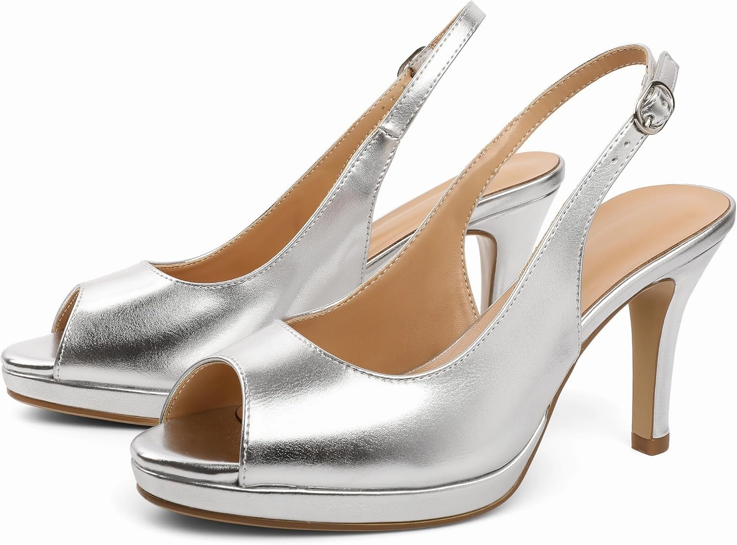 Joseywade Women's Slingback Heels Peep Toe Platform Stilettos 3.5 Inch High Heel Dress Shoes