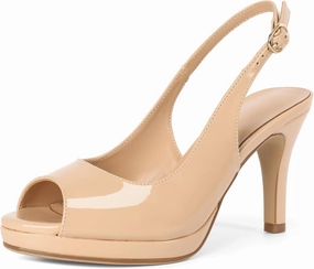 Joseywade Women's Slingback Heels Peep Toe Platform Stilettos 3.5 Inch High Heel Dress Shoes
