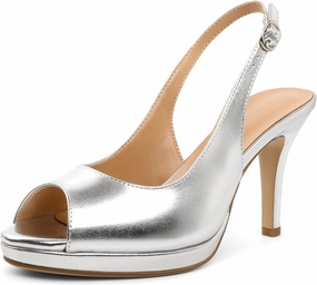 Joseywade Women's Slingback Heels Peep Toe Platform Stilettos 3.5 Inch High Heel Dress Shoes