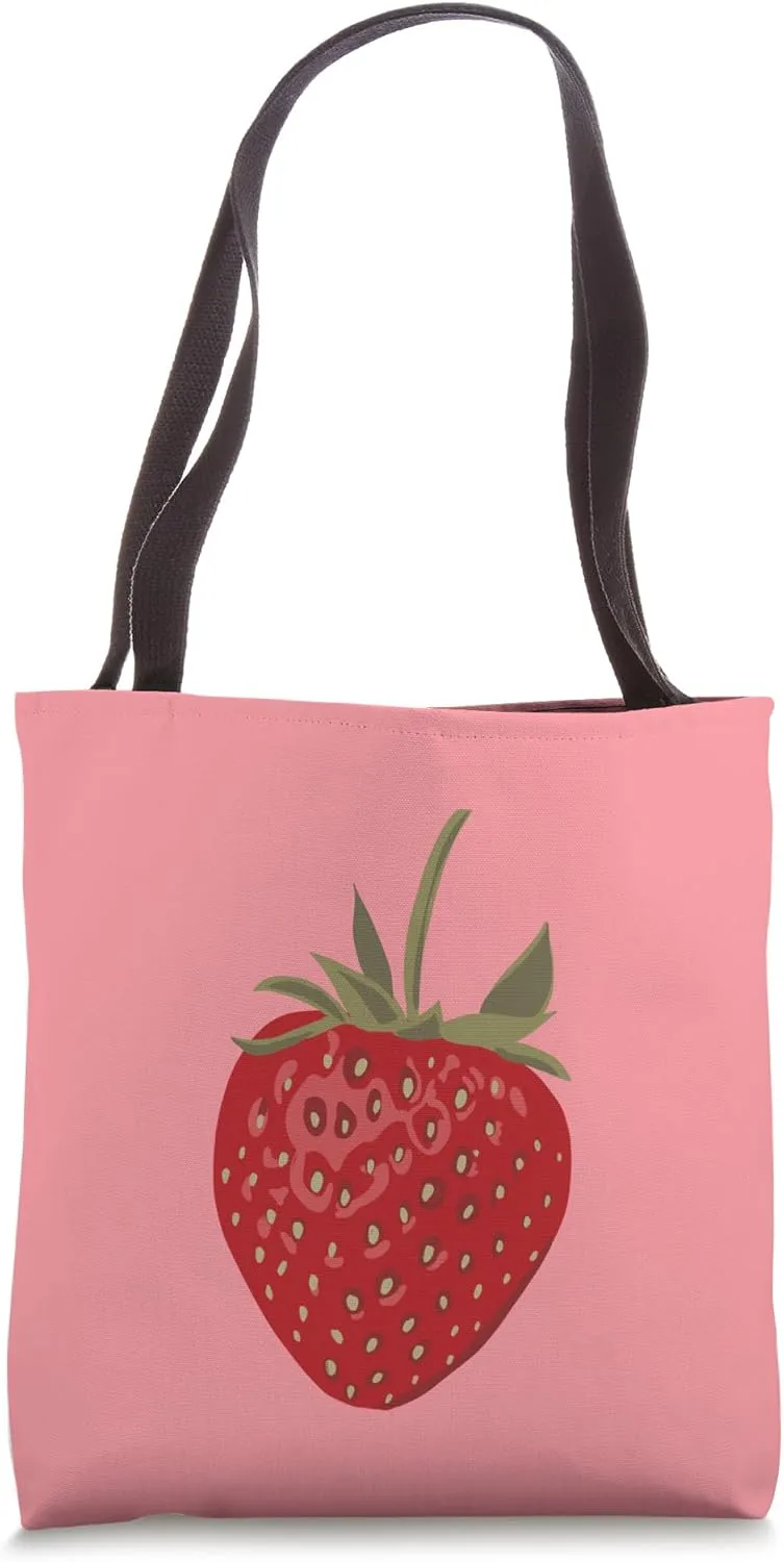 Juicy Red Strawberry Graphic Tote Bag