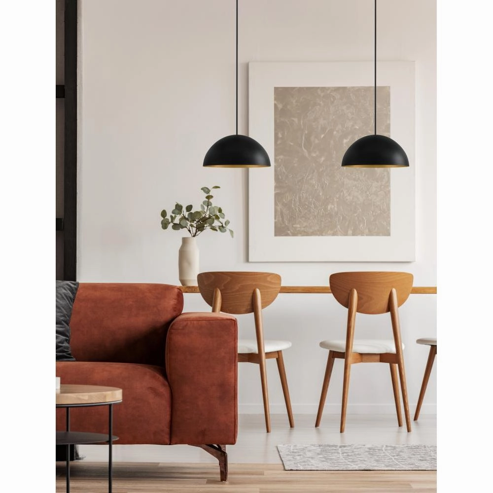 Justice Design Group ELIAS NSH-9845-CBGD Pendant - Matte Black With Champagne Gold Interior Cbgd
