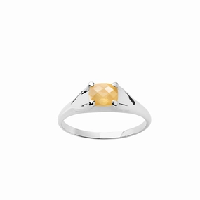 Karen Walker Mini Chequerboard Ring - Sterling Silver & Peach Moonstone