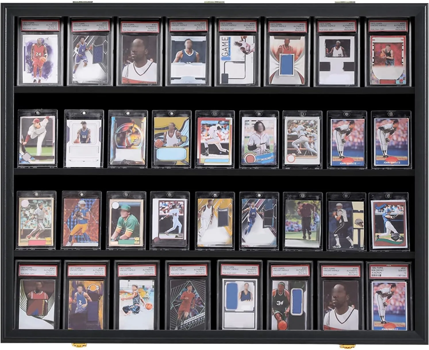 KCRasan 2 Pack 36 Graded Sports Card Display Frame -Baseball Card Display Case Lockable - Trading Card Collector Wall Display Holder for Basketball Football Cards, UV Protection Acrylic