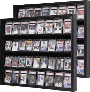 KCRasan 2 Pack 36 Graded Sports Card Display Frame -Baseball Card Display Case Lockable - Trading Card Collector Wall Display Holder for Basketball Football Cards, UV Protection Acrylic