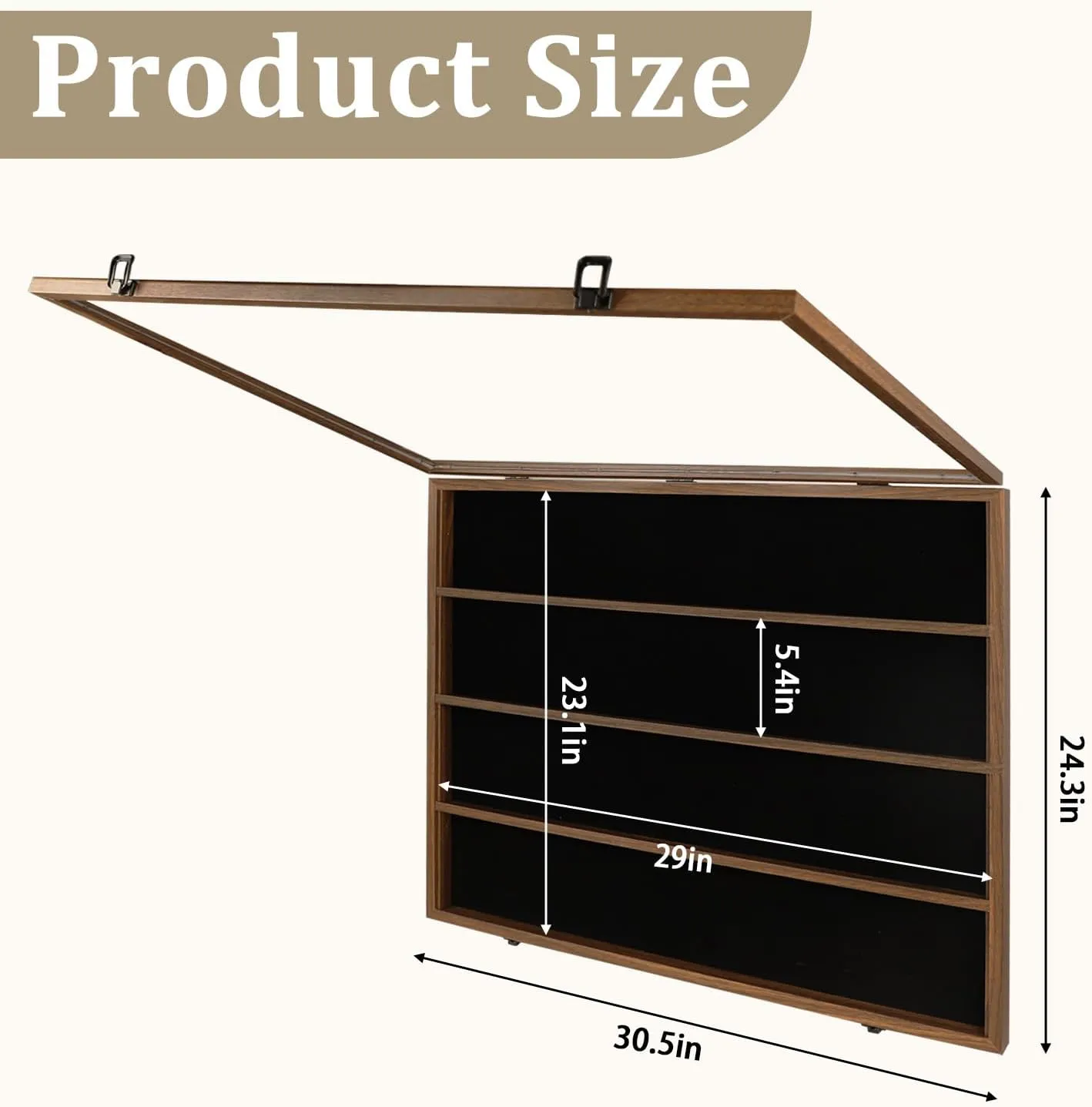 KCRasan 36 Graded Sports Card Display Case - Baseball Card Display Case Lockable - Trading Card Collector Wall Display Holder for Basketball Football Cards, UV Protection Acrylic, Walnut