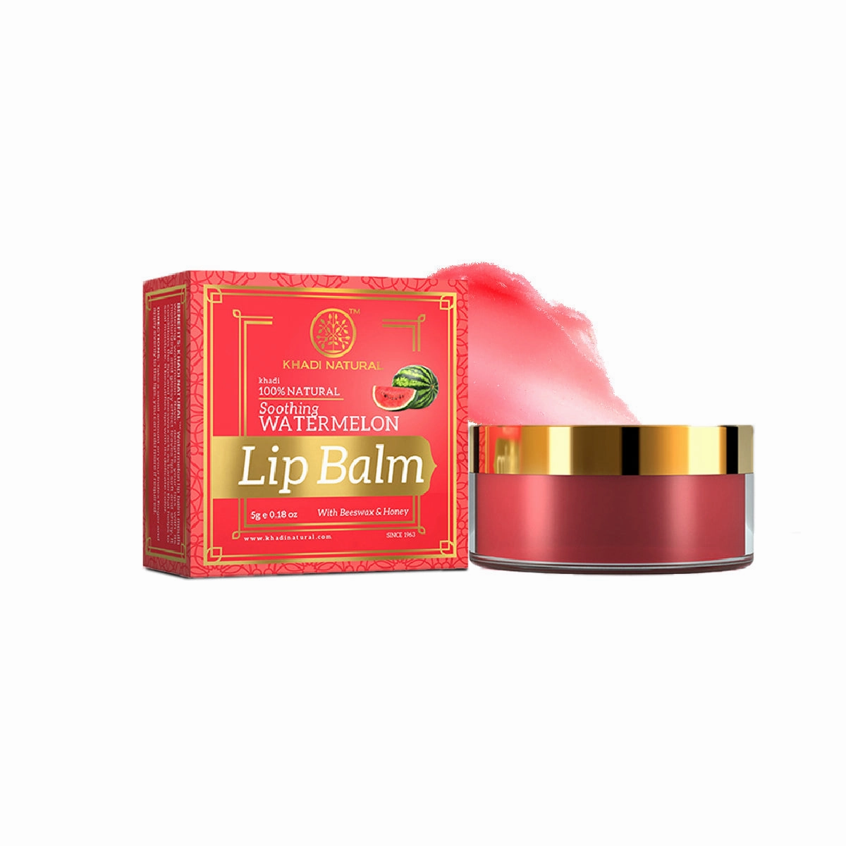 Khadi Natural Watermelon Lip Balm - With Beeswax & Honey-5 g (Pack of 3)