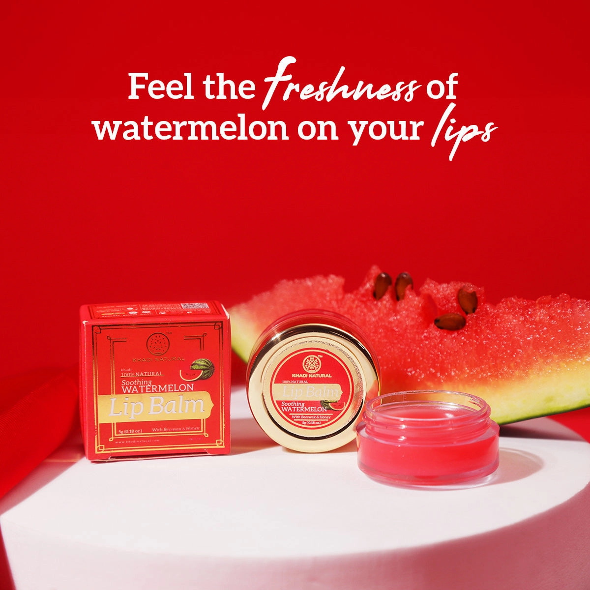 Khadi Natural Watermelon Lip Balm - With Beeswax & Honey-5 g (Pack of 3)