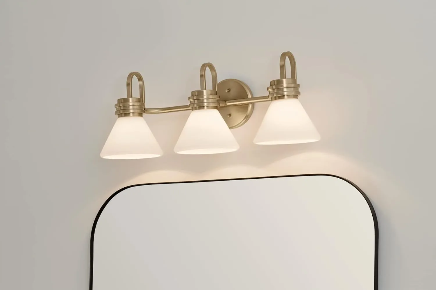 Kichler Farum 26 Inch 3 Light Vanity with Opal Glass in Champagne Bronze
