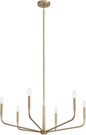 KICHLER Madden 6-Light Chandelier, Soft Modern Light in Champagne Bronze, Sloped Ceiling Compatible, for Entryway, Breakfast Nook or Laundry Room (17.5" x 32"), 52718CPZ