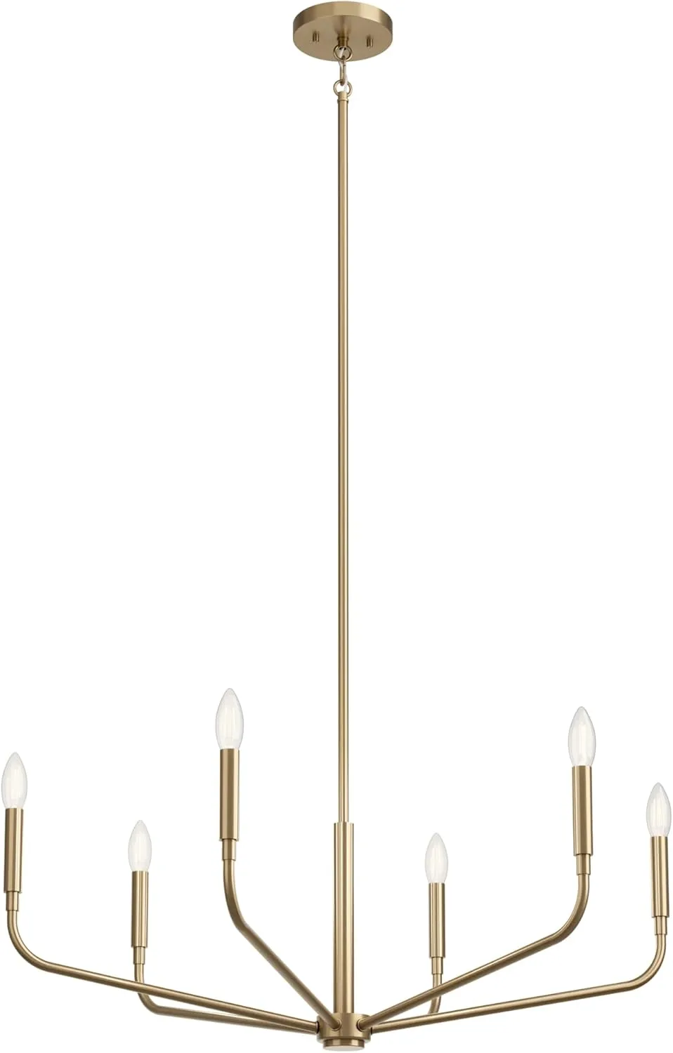 KICHLER Madden 6-Light Chandelier, Soft Modern Light in Champagne Bronze, Sloped Ceiling Compatible, for Entryway, Breakfast Nook or Laundry Room (17.5" x 32"), 52718CPZ