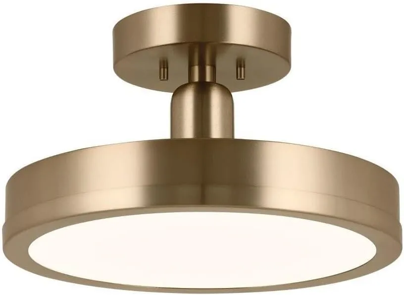 Kichler Riu 52589CPZ Semi-Flush 1-Light LED 14.25˝ with Opaque White Acrylic Diffuser in Champagne Bronze