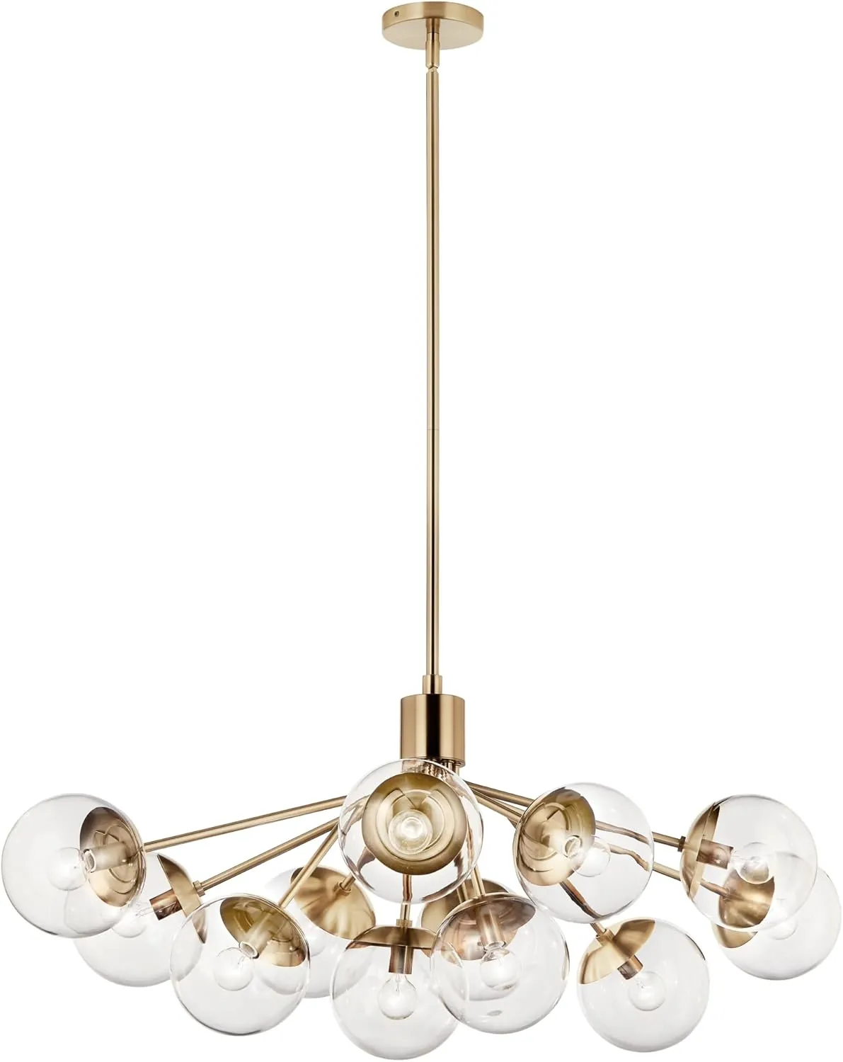 KICHLER Silvarious 12-Light Linear Convertible Chandelier, Soft Modern Light with Clear Glass in Champagne Bronze, for Dining Room or Living Room (17.75" x 26.75" x 48"), 52703CPZCLR