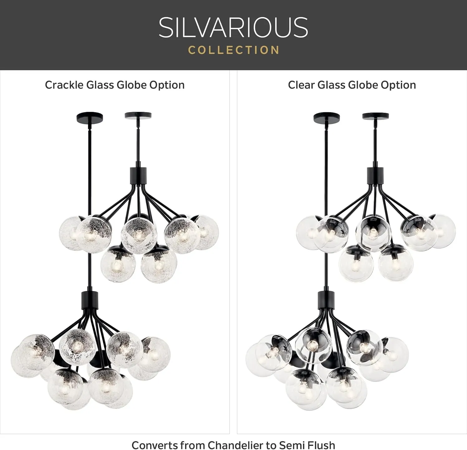 KICHLER Silvarious 12-Light Linear Convertible Chandelier, Soft Modern Light with Clear Glass in Champagne Bronze, for Dining Room or Living Room (17.75" x 26.75" x 48"), 52703CPZCLR