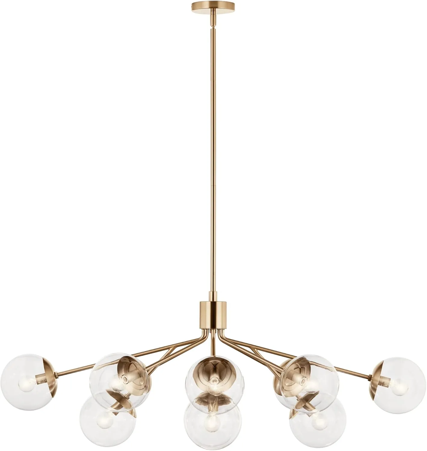 KICHLER Silvarious 12-Light Linear Convertible Chandelier, Soft Modern Light with Clear Glass in Champagne Bronze, for Dining Room or Living Room (17.75" x 26.75" x 48"), 52703CPZCLR