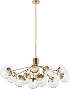 KICHLER Silvarious 12-Light Linear Convertible Chandelier, Soft Modern Light with Clear Glass in Champagne Bronze, for Dining Room or Living Room (17.75" x 26.75" x 48"), 52703CPZCLR