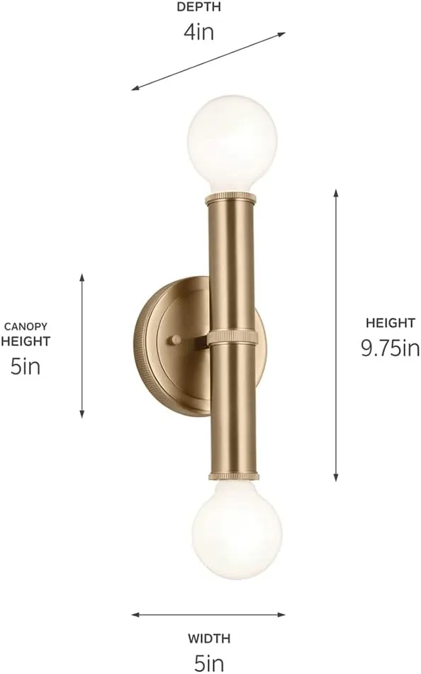 Kichler Torche 9.75 Inch 2 Light Wall Sconce in Champagne Bronze