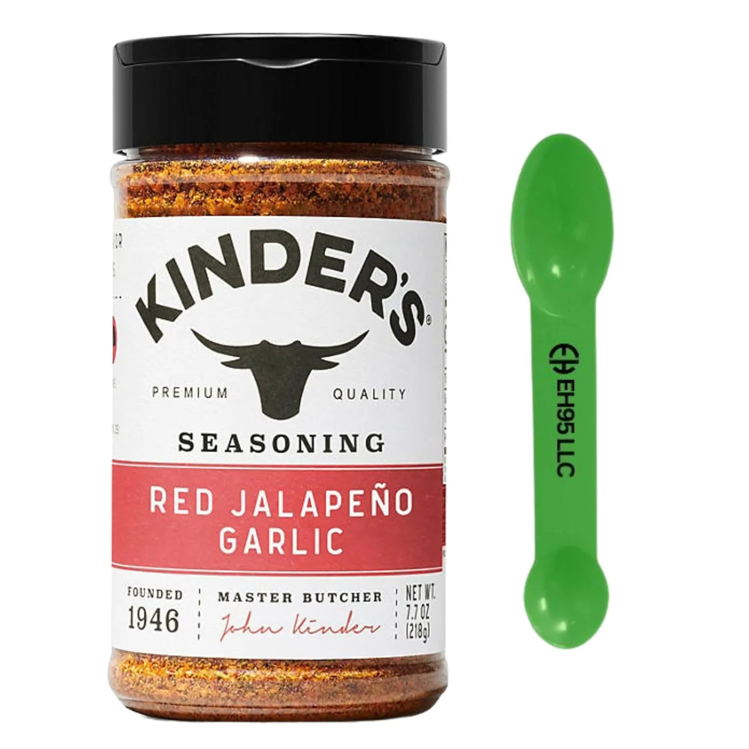 Kinders Premium Red Jalapeno Garlic Seasoning 7.7 oz - 2 in 1 Measuring Spoon Included
