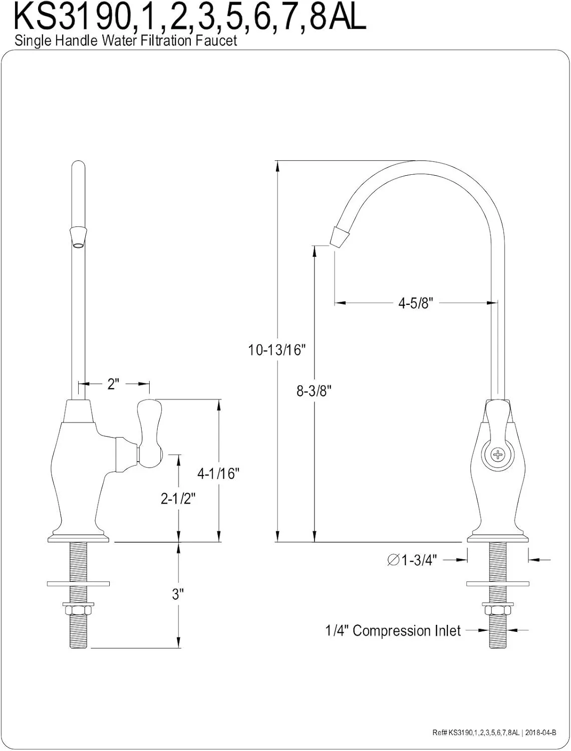 Kingston Brass Gourmetier KS3195AL Restoration Single Handle Water Filtration Faucet, Oil Rubbed Bronze , Oil-Rubbed Bronze, 10.81 x 4.63 x 1.75