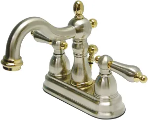 Kingston Brass KB1609AL Heritage 4-Inch Centerset Lavatory Faucet with Metal Lever Handle, Brushed Nickel and Polished Brass