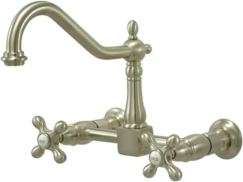 Kingston Brass KS1246AX Heritage Bridge Kitchen Faucet, Polished Nickel