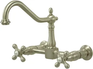 Kingston Brass KS1246AX Heritage Bridge Kitchen Faucet, Polished Nickel