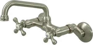 Kingston Brass KS213SN Kingston Adjustable Center Wall Mount Kitchen Faucet, 7", Brushed Nickel