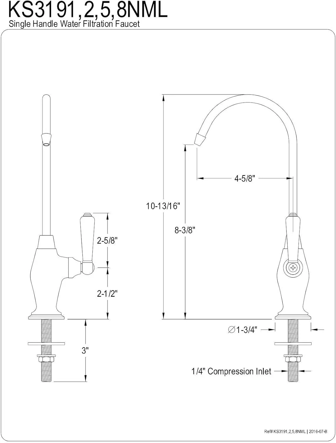 Kingston Brass KS3198NML Magellan Design 1/4 Turn Water Filter Faucet, Brushed Nickel