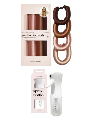 Kitsch Jumbo Satin Heatless Flexi Rods (4 pcs) and Continuous Spray Bottle (White) Bundle with Discount